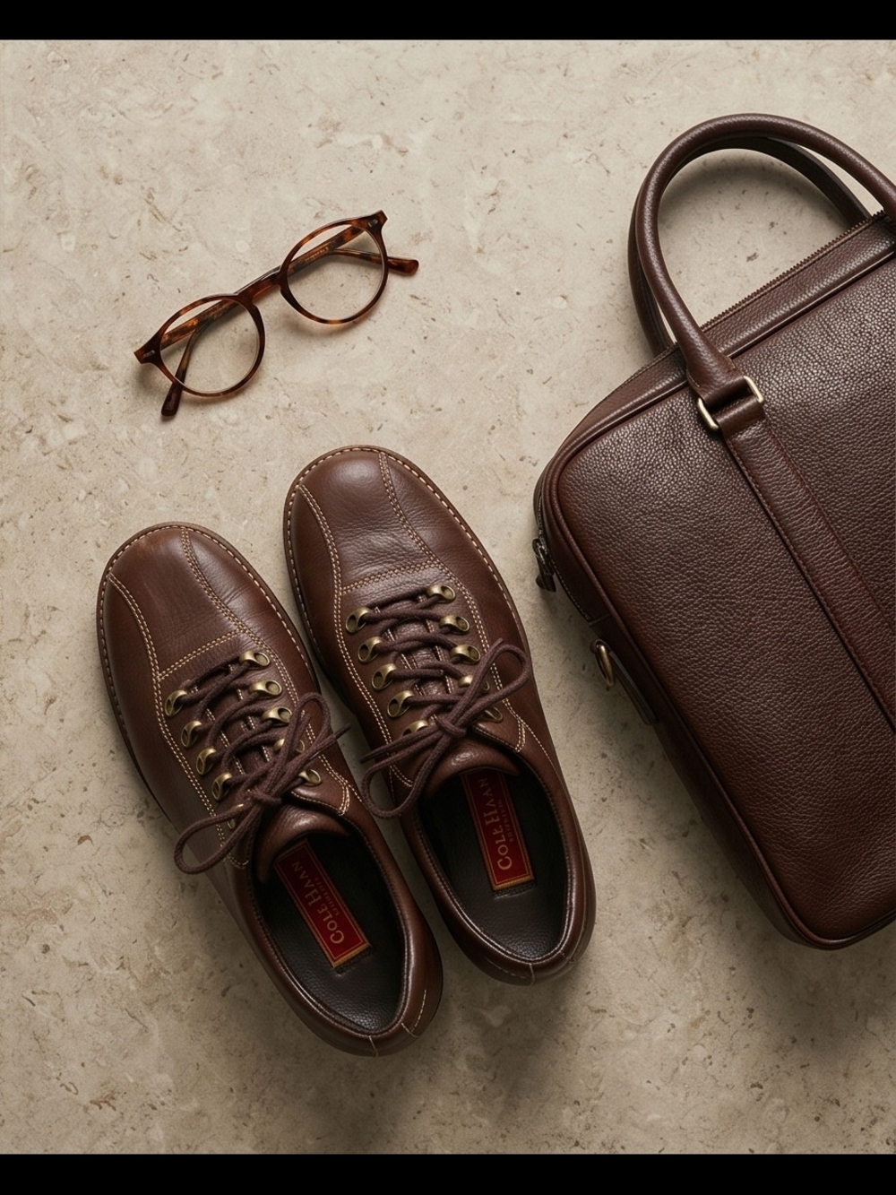 Cole Haan Brown Leather Casual Lace-Up Loafers